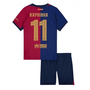 Billiga Barcelona Raphinha Belloli #11 Hemmatröja Barn 2024-25 Kortärmad (+ Korta byxor)